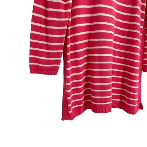 Talbots Pink White Striped Long Sleeve Sweater Tunic Womens Size Medium Casual - Picture 2 of 7